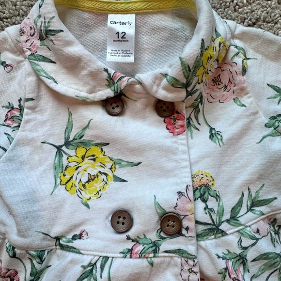 Carters baby girl 2- piece outfit set jacket pant set floral size 12 months - Picture 3 of 9